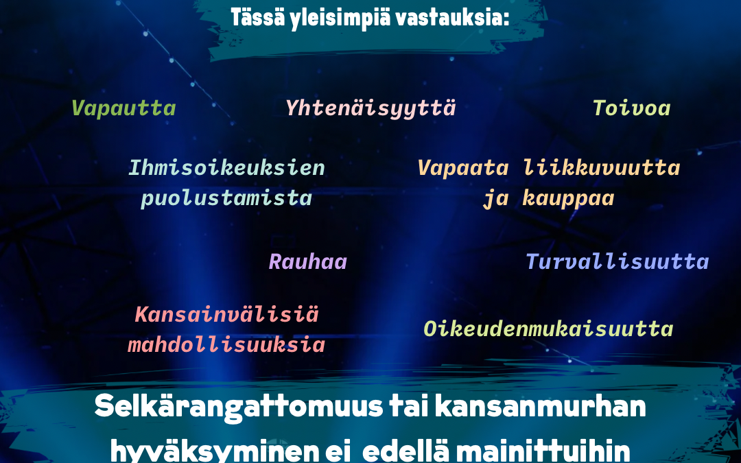 Selkärangattomuus tai kansanmurhan hyväksyminen ei eurooppalaisiin arvoihin sovi! – Euroviisut-kannanotto