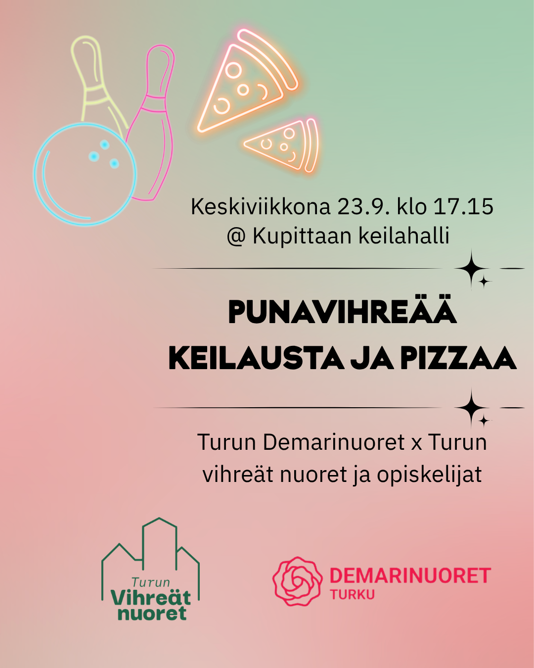 Punavihreää keilausta ja pizzaa 🎳🍕