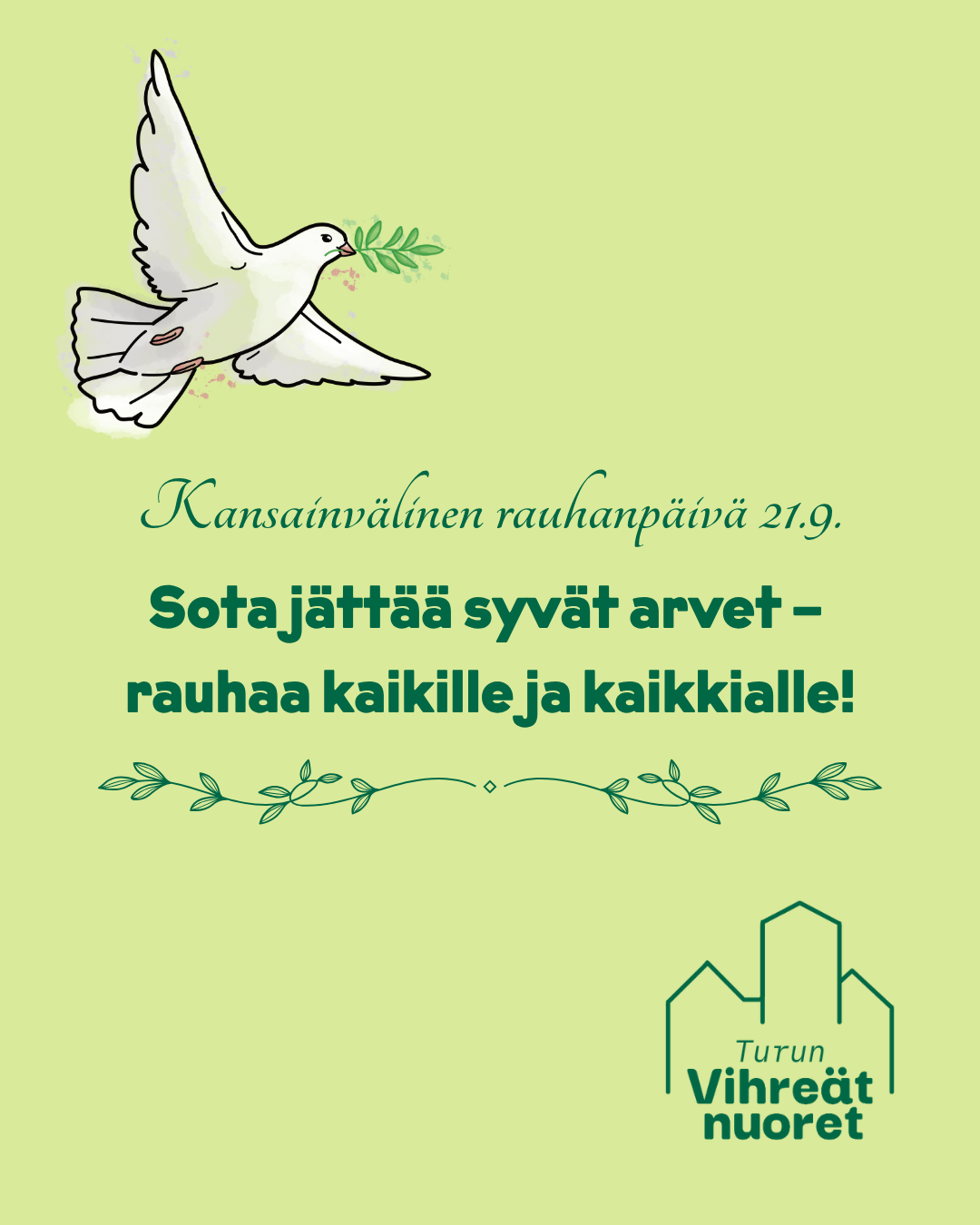 Sota jättää syvät arvet, rauhaa kaikille ja kaikkialle – YK:n rauhanpäivä 21.9.